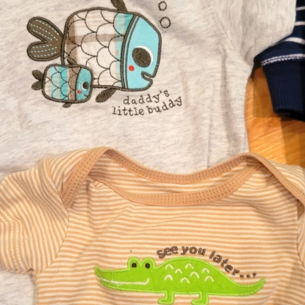 Baby boy clothing bundle onesie pants hooded flannel size 3 months.